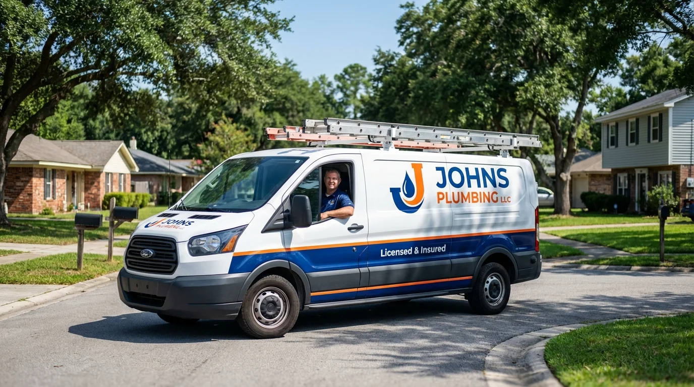Johns Plumbing LLC service van in Dumas, AR