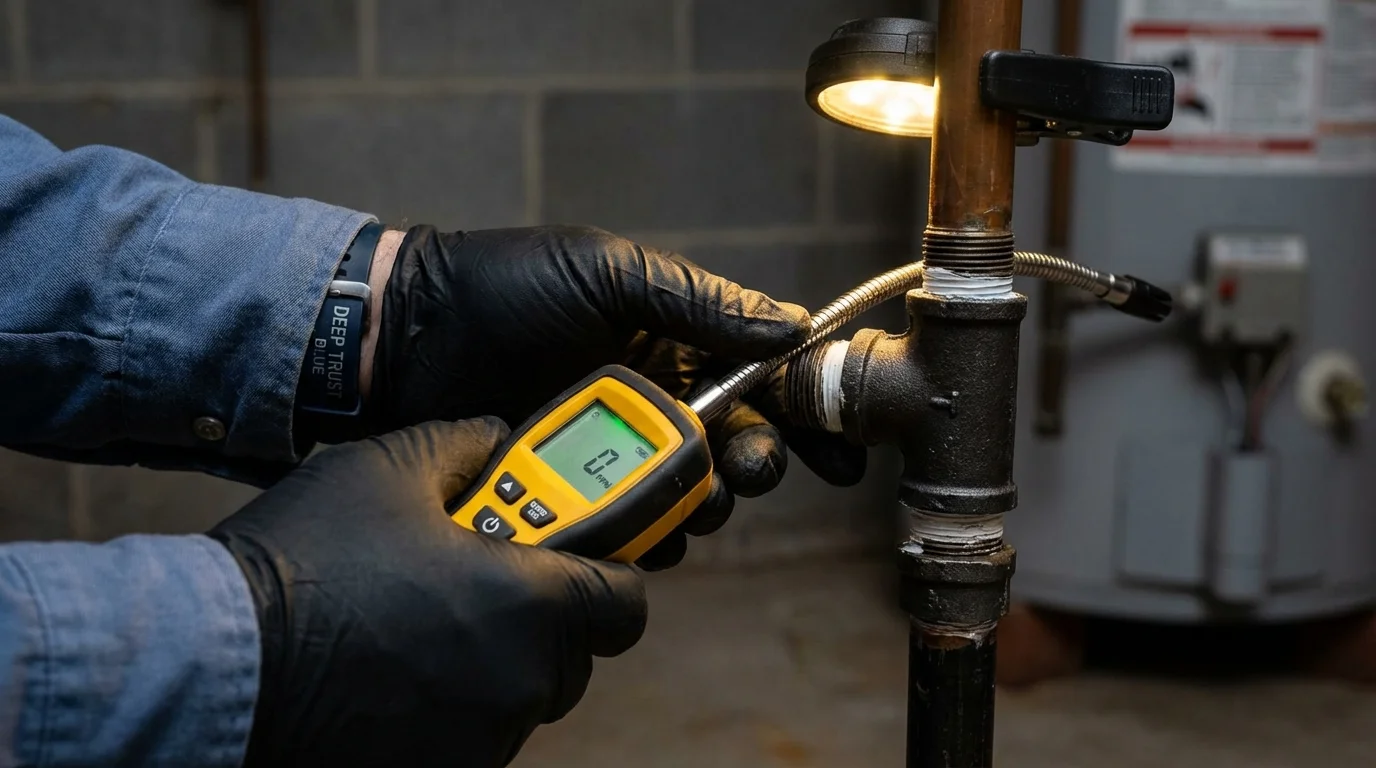 Gas leak detection with electronic sniffer by Johns Plumbing LLC in Dumas