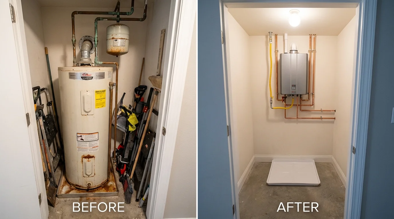 Tank water heater versus wall-mounted tankless unit comparison for Dumas, AR homeowners